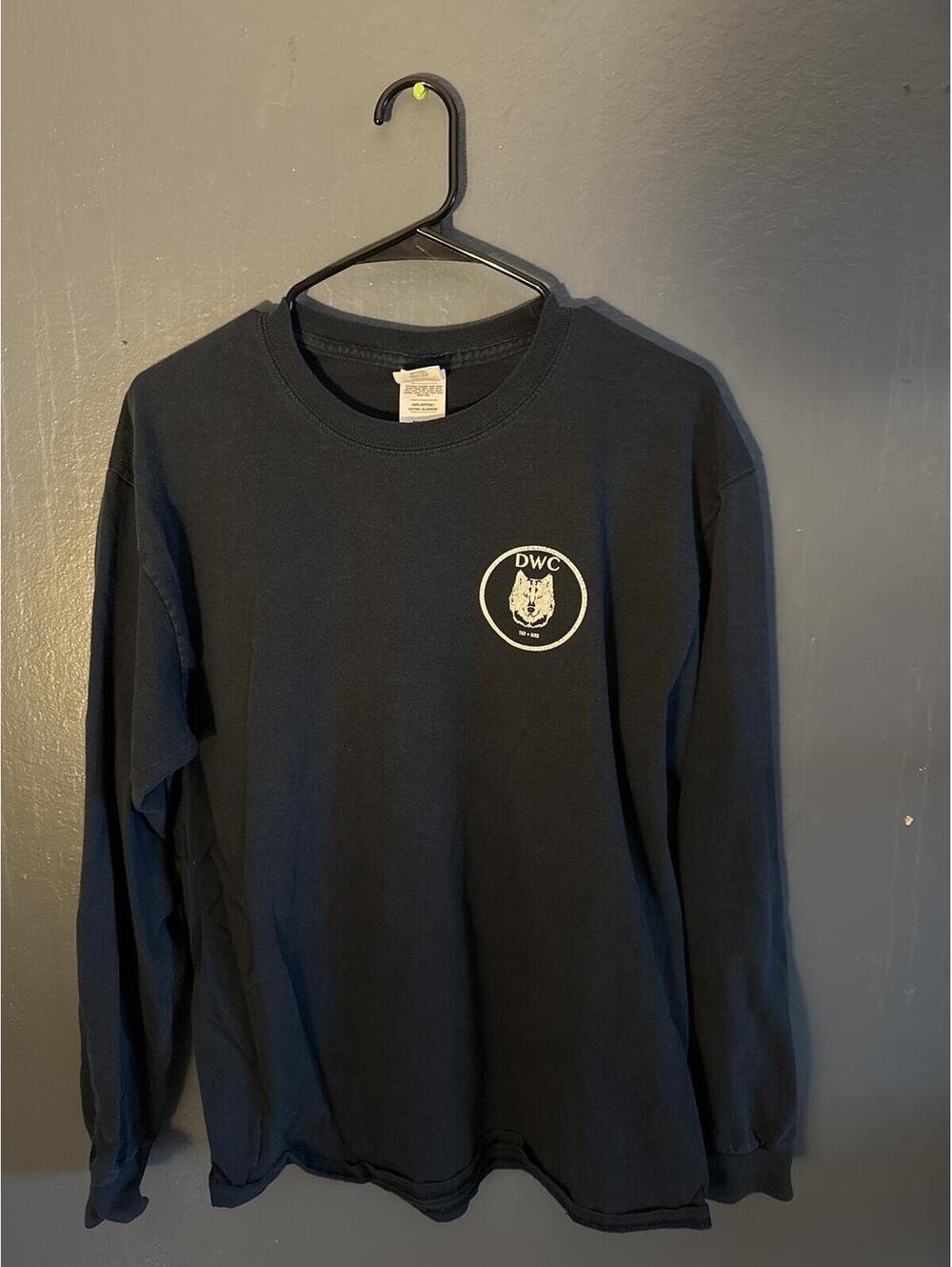Gildan Ultra Cotton Black Long Sleeve T-Shirt with DWC Wolf Logo